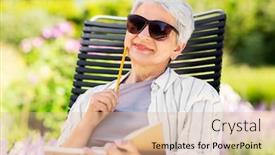  Presentation with retirement garden - Slide deck having old-age-retirement-and-people background and a coral colored foreground