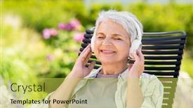  Presentation with retirement garden - Presentation consisting of old-age-retirement-and-people background and a yellow colored foreground