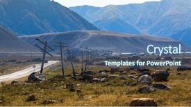  Presentation with highway - Presentation theme featuring old age theme - chuya highway in altai mountains background and a ocean colored foreground