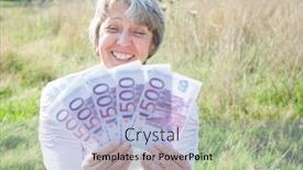  Presentation with old age - Colorful PPT theme enhanced with relates euro - old age woman holding backdrop and a light blue colored foreground