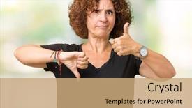  Presentation with conflict - Audience pleasing presentation design consisting of thumbs up and down disagreement backdrop and a  colored foreground