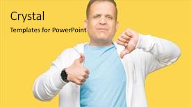  Presentation with arab - Colorful PPT theme enhanced with thumbs up and down disagreement backdrop and a  colored foreground