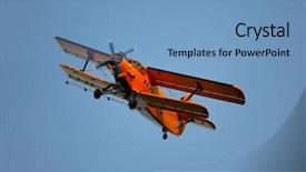  Presentation with sprayer - Amazing PPT theme having old aircraft with sprayer device backdrop and a teal colored foreground