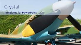  Presentation with aircraft - Presentation design consisting of firearm - old aircraft background and a sky blue colored foreground