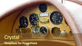  Presentation with cockpit - PPT theme consisting of airplane instrument panel - historic aircraft cockpit background and a tawny brown colored foreground