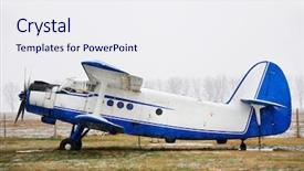  Presentation with retro - Cool new PPT layouts with antique airplane - retro biplane backdrop and a sky blue colored foreground