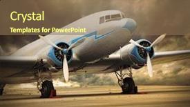  Presentation with runway - PPT layouts consisting of aircraft design - retro passenger plane background and a violet colored foreground