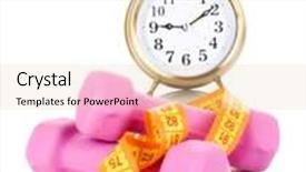  Presentation with tape measure - Theme consisting of old alarm-clock dumbbells and measure tape background and a lemonade colored foreground