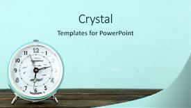  Presentation with old wooden table food - Beautiful PPT theme featuring old alarm clock on wooden backdrop and a  colored foreground