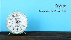  Presentation with alarm - Colorful presentation theme enhanced with old alarm clock on wooden backdrop and a white colored foreground