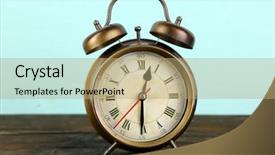  Presentation with alarm - Audience pleasing PPT layouts consisting of old alarm clock on wooden backdrop and a  colored foreground