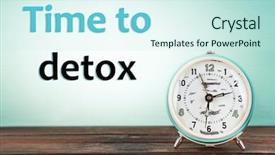  Presentation with old wooden table food - Theme consisting of old alarm clock on wooden background and a cool aqua colored foreground