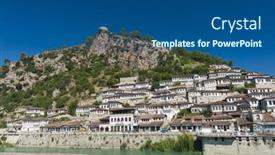  Presentation with old - PPT theme with old-albanian-town-of-berat background and a ocean colored foreground