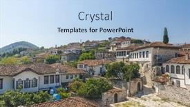  Presentation with old - Slide deck having old-albanian-town-of-berat background and a light blue colored foreground
