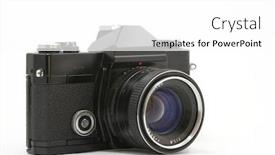  Presentation with old film - Slide set with old analog camera for film background and a white colored foreground