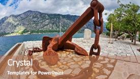  Presentation with anchor - Presentation with old anchor on the waterfront background and a coral colored foreground