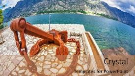  Presentation with anchor - PPT theme having old anchor on the waterfront background and a coral colored foreground
