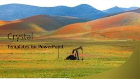  Presentation with pump - Presentation design consisting of old-and-abandoned-oil-well background and a gold colored foreground