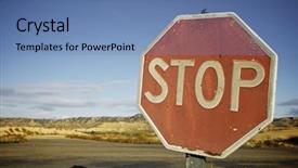  Presentation with old crumpled paper violence against women - Colorful slide deck enhanced with old and damaged stop sign backdrop and a teal colored foreground