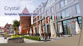  Presentation with architecture old - Presentation theme having old-and-modern-architecture background and a sky blue colored foreground