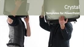  Presentation with new technology - PPT theme consisting of old and new tv technology background and a gray colored foreground