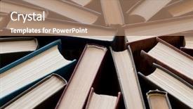  Presentation with old book - Beautiful slide set featuring old and used hardback books backdrop and a coral colored foreground