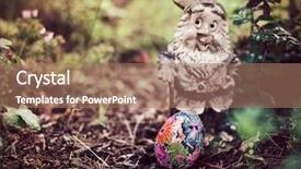  Presentation with myself - PPT theme having old and weathered garden gnome background and a coral colored foreground