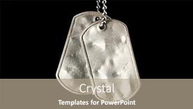  Presentation with old dog - Presentation theme consisting of old and worn blank military dog tags isolated on black background and a coral colored foreground