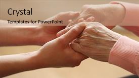  Presentation with holding hands old young - Colorful PPT theme enhanced with old and young holding hands backdrop and a  colored foreground