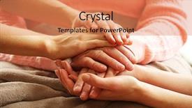  Presentation with holding hands old young - PPT theme featuring old and young holding hands background and a coral colored foreground