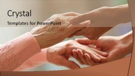  Presentation with holding hands old young - Amazing presentation design having old and young holding hands backdrop and a coral colored foreground