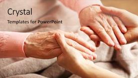  Presentation with holding hands old young - Presentation theme enhanced with old and young holding hands background and a coral colored foreground