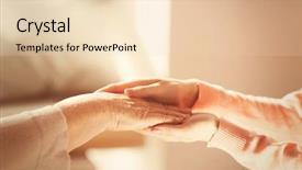  Presentation with holding hands old young - Colorful PPT theme enhanced with old and young women holding backdrop and a lemonade colored foreground