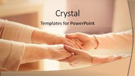  Presentation with holding hands old young - PPT theme enhanced with old and young women holding background and a  colored foreground