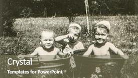  Presentation with fifties - Colorful slide set enhanced with old antique - vintage photo of little children backdrop and a violet colored foreground