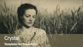  Presentation with old young - Theme consisting of old antique - vintage photo of young woman background and a coral colored foreground