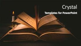  Presentation with old style - Theme consisting of old-antique-books-with-candle background and a black colored foreground