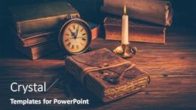  Presentation with vintage clock - Slides enhanced with old-antique-books-with-candle background and a tawny brown colored foreground