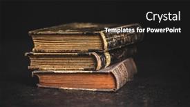  Presentation with antique - Amazing PPT layouts having old-antique-books backdrop and a black colored foreground