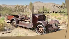  Presentation with old car - Presentation theme with old-antique-car-left-abandoned background and a coral colored foreground