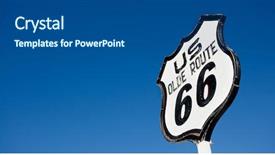  Presentation with route - Beautiful slide deck featuring old antique nostalgic route 66 backdrop and a dark gray colored foreground