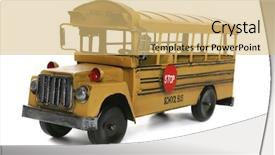  Presentation with school bus - Presentation design enhanced with old antique school bus background and a yellow colored foreground