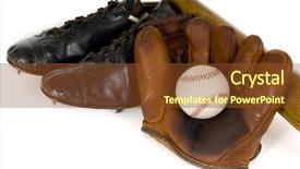  Presentation with vintage baseball - Colorful PPT theme enhanced with old antique vintage baseball items backdrop and a  colored foreground