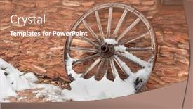  Presentation with ranch - Presentation design featuring old-antique-wagon-wheel-covered background and a coral colored foreground
