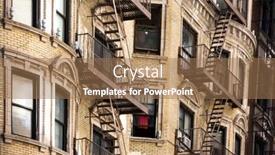  Presentation with building fire - PPT theme enhanced with old-apartment-building-with-fire background and a coral colored foreground