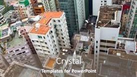  Presentation with apartment buildings - Presentation design featuring old-apartment-buildings-in-hong background and a gray colored foreground