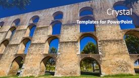  Presentation with aqueduct - PPT theme having old-aqueduct-in-elvas-portugal background and a ocean colored foreground