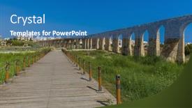  Presentation with aqueduct - Amazing slide set having old-aqueduct-in-larnaca-cyprus backdrop and a teal colored foreground