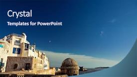  Presentation with old arabic - Slide deck having old arabic city essaouira morocco background and a navy blue colored foreground