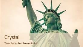  Presentation with new york - Presentation with old architecture - statue of liberty new york background and a cream colored foreground